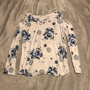 LIKE NEW Justice Girls Cold Shoulder Floral Long Sleeve